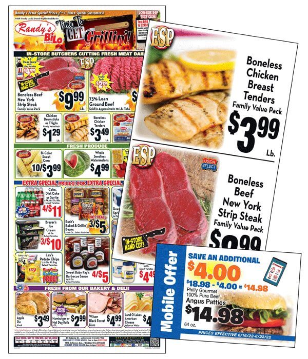 Grocery ads printed by Press Enterprise Commercial Printing