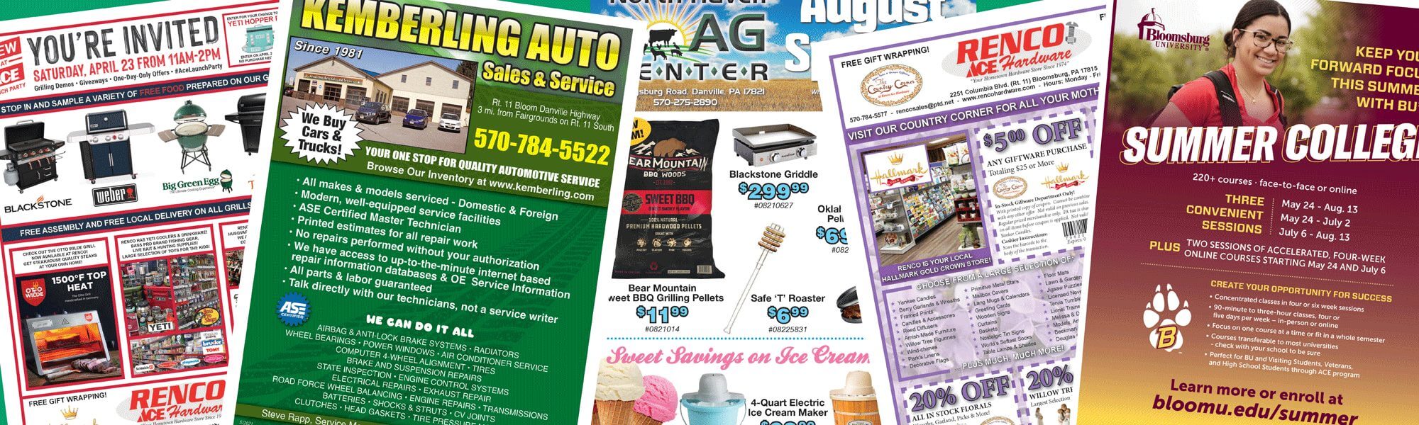 Single ads printed by Press Enterprise Commercial Printing